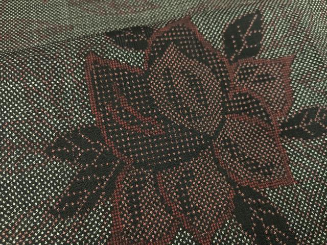 平和屋着物●本場大島紬 一元7マルキ 草花文 正絹 逸品 AABA8206ph