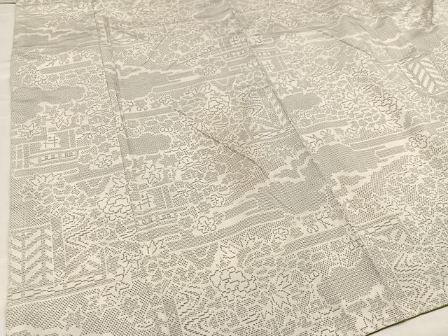 平和屋着物●本場大島紬 120亀甲 草花文 正絹 逸品 AABA8210ph