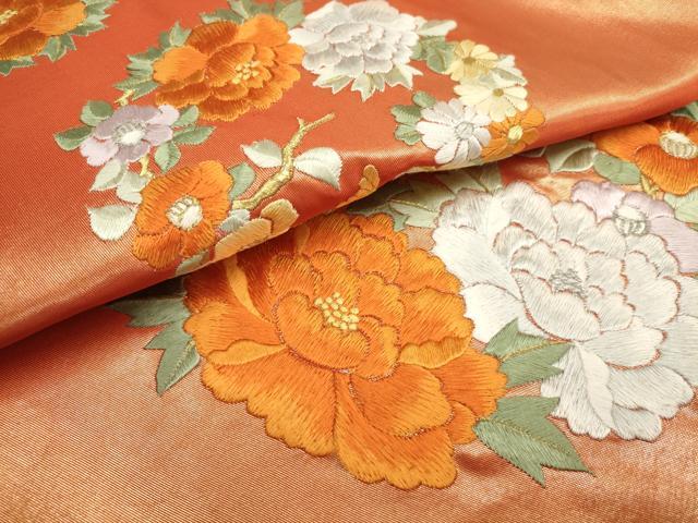 平和屋着物▼総刺繍 袋帯 草花丸文 金銀糸 正絹 逸品 AABA8514wj
