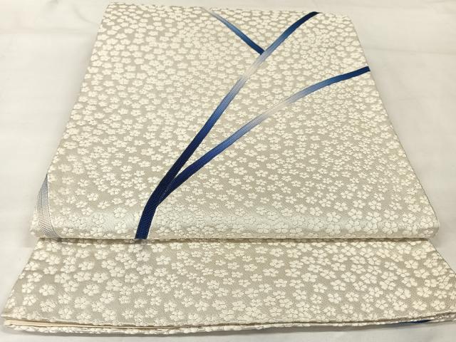 平和屋着物◎六通柄袋帯 舞花文 銀糸 正絹 逸品 AABA8645uw
