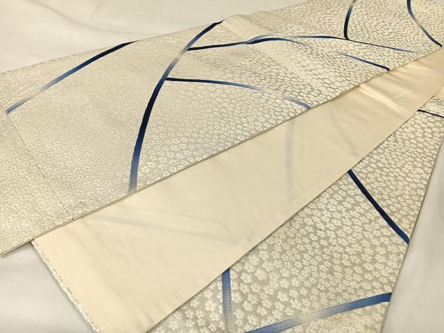 平和屋着物◎六通柄袋帯 舞花文 銀糸 正絹 逸品 AABA8645uw