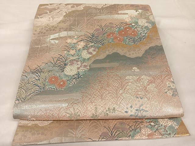 平和屋着物◎六通柄袋帯 唐織 武蔵野の詩 金銀糸 正絹 逸品 AABA8704uw