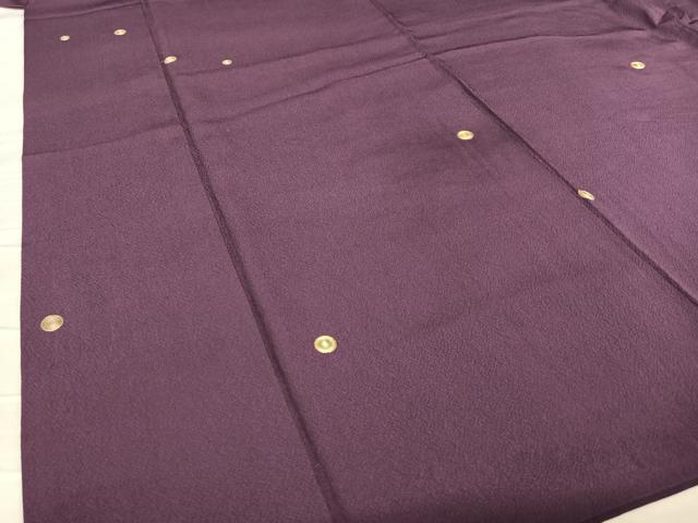 平和屋着物●上質な小紋 刺繍 丸文 似せ紫色地 大丸扱い ロング丈 正絹 逸品 AABA8834zg