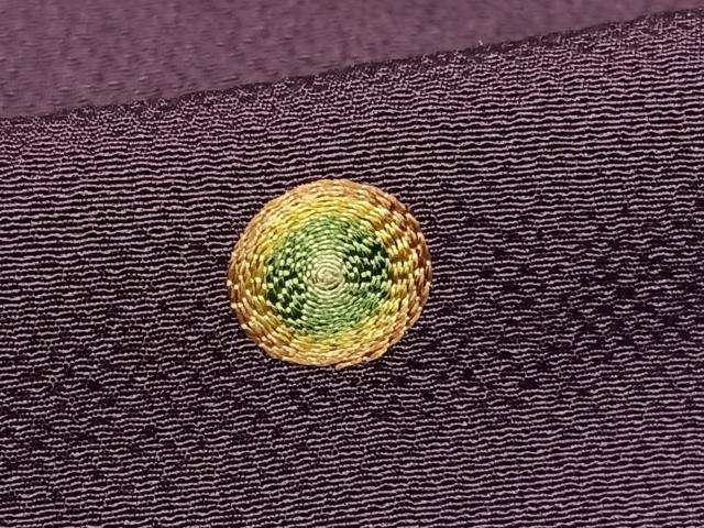平和屋着物●上質な小紋 刺繍 丸文 似せ紫色地 大丸扱い ロング丈 正絹 逸品 AABA8834zg