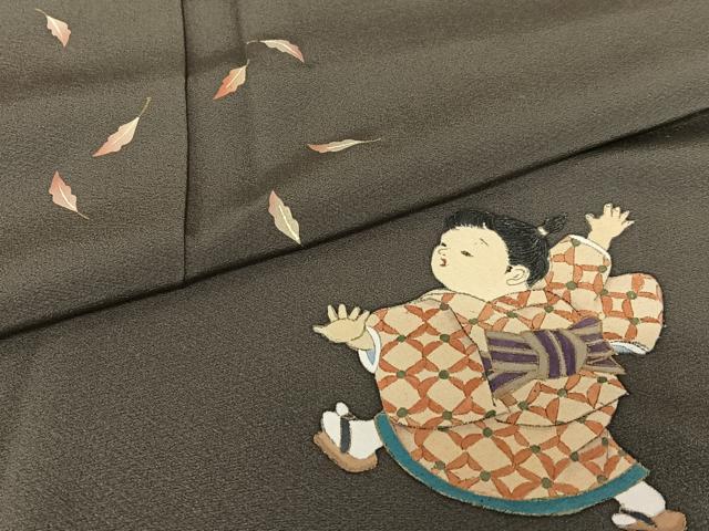 平和屋着物●京童人形絵師 高橋翠延 訪問着 童子 正絹 逸品 AABA8851zg