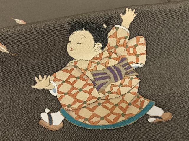 平和屋着物●京童人形絵師 高橋翠延 訪問着 童子 正絹 逸品 AABA8851zg