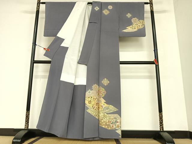 平和屋着物●訪問着 友禅 作家物 春水 更紗花文 金彩 正絹 逸品 AABA8855zg