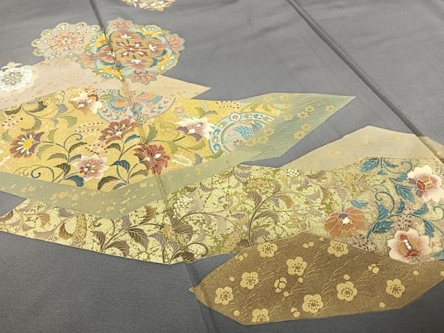 平和屋着物●訪問着 友禅 作家物 春水 更紗花文 金彩 正絹 逸品 AABA8855zg