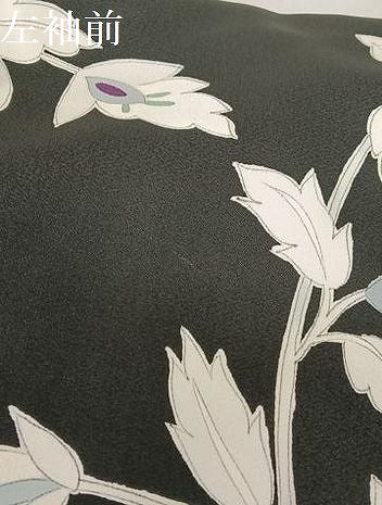 平和屋着物●訪問着 更紗花文 黒地 金彩 正絹 逸品 AABA8877zg