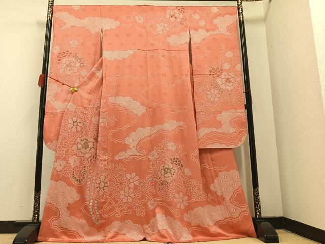 平和屋着物●豪華振袖 絞り 花車文 金彩 正絹 逸品 AABA8888ph