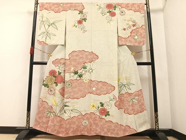 平和屋着物●訪問着 草花文 金彩 正絹 逸品 AABA8890ph