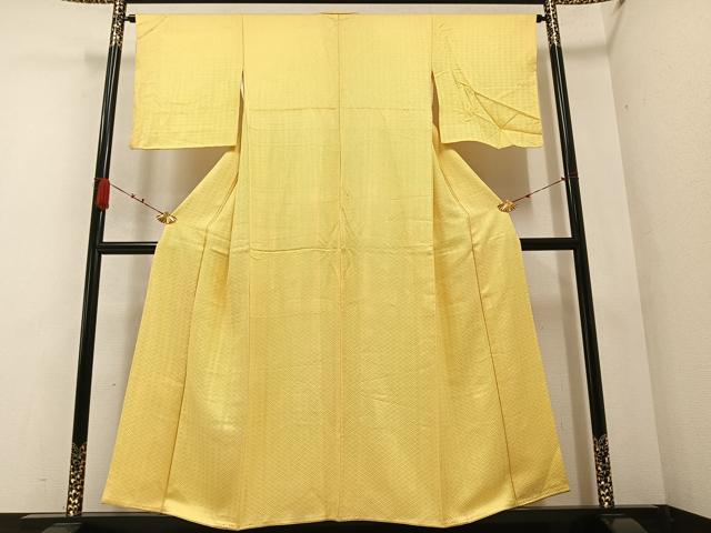 平和屋着物●上質な色無地 紋意匠 卵色 正絹 逸品 AABA8956ph