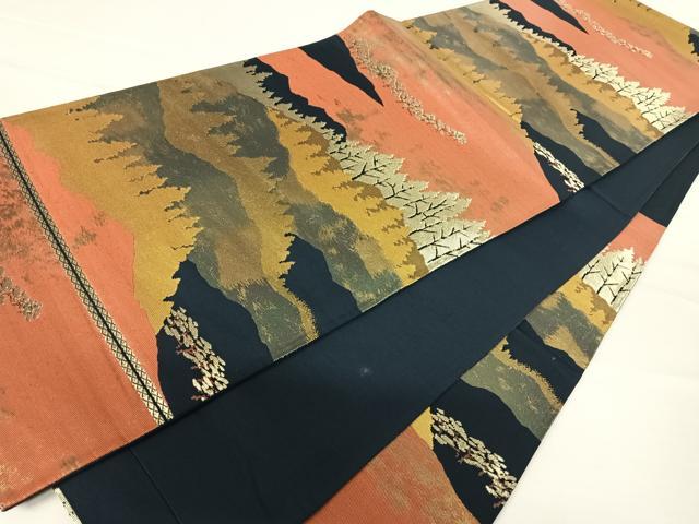 平和屋着物◎六通柄袋帯 風景文 正絹 逸品 AABA9081yx