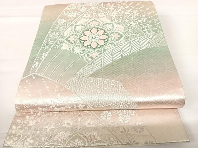 平和屋着物◎六通柄袋帯 正倉院花文 プラチナ二重箔 正絹 逸品 AABA9087yx