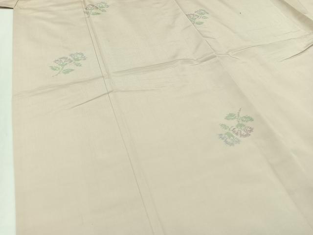 平和屋着物▽上質な紬 単衣 草花文 正絹 逸品 未使用 AABA9135jh