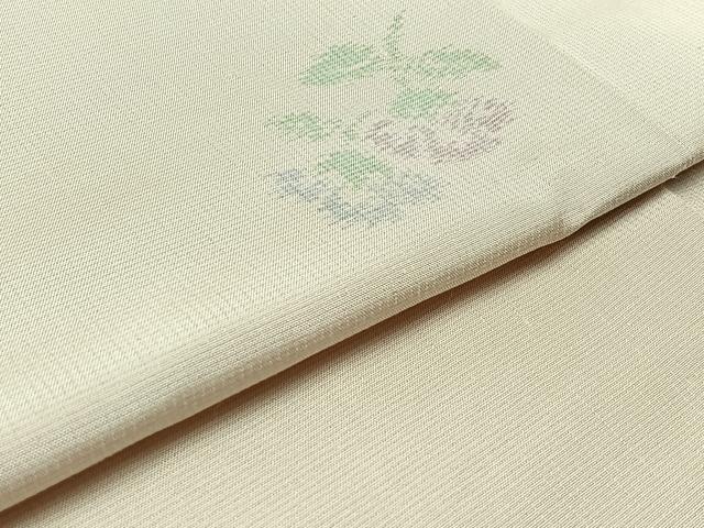 平和屋着物▽上質な紬 単衣 草花文 正絹 逸品 未使用 AABA9135jh