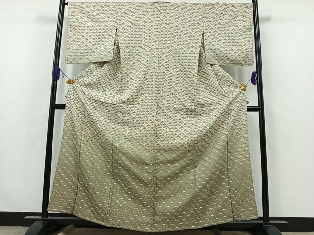 平和屋着物▽訪問着 単衣 雪芝文 金彩 正絹 逸品 AABA9142jh