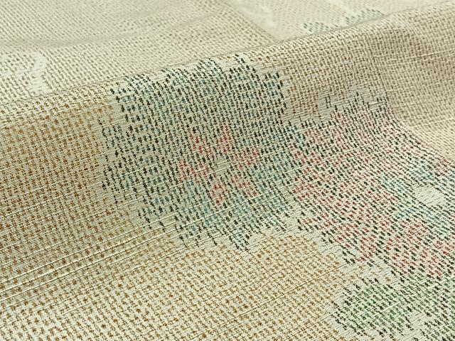 平和屋着物▽上質な紬 単衣 花唐草文 正絹 逸品 AABA9143jh