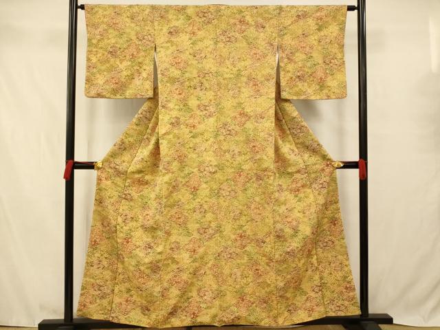 平和屋着物■上質な紬 松皮菱風景文 正絹 逸品 AABA9162fw