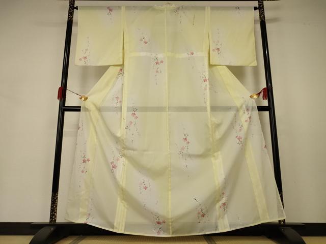 平和屋着物*夏物 小紋 絽 草花文 洗える着物 AABA9300jd