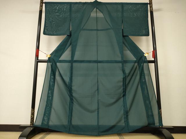 平和屋着物*夏物 色無地 絽 鉄色 洗える着物 AABA9307jd