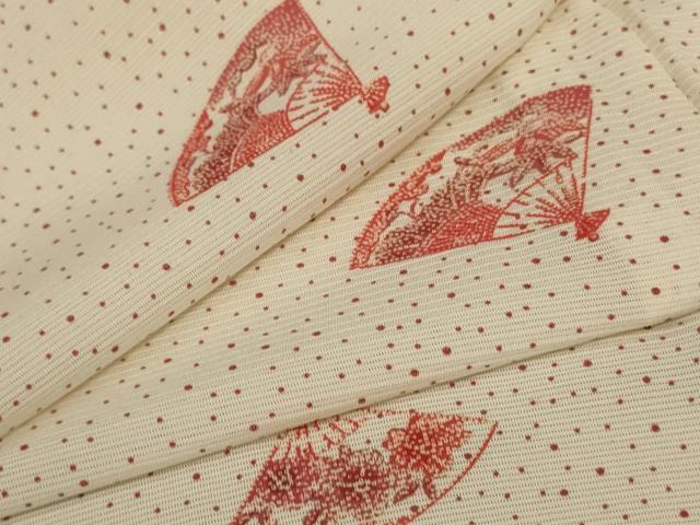 平和屋着物*夏物 小紋 絽 扇子花文 正絹 逸品 AABA9333jd