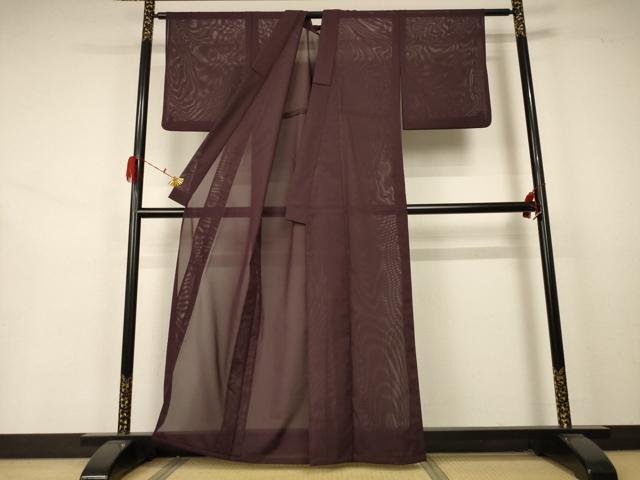 平和屋着物*夏物 色無地 絽 黒鳶色 洗える着物 AABA9338jd