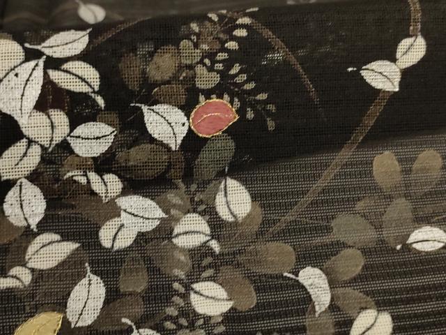 平和屋着物*夏物 訪問着 絽 刺繍 萩 金糸 正絹 逸品 AABA9356jd
