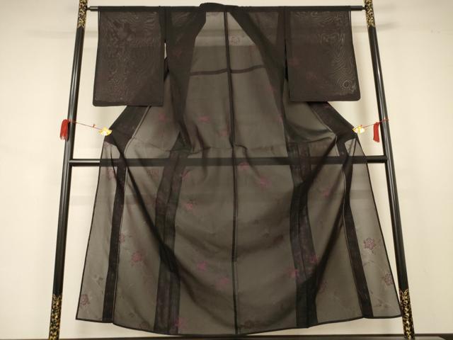 平和屋着物*夏物 小紋 絽 草花文 正絹 逸品 AABA9366jd