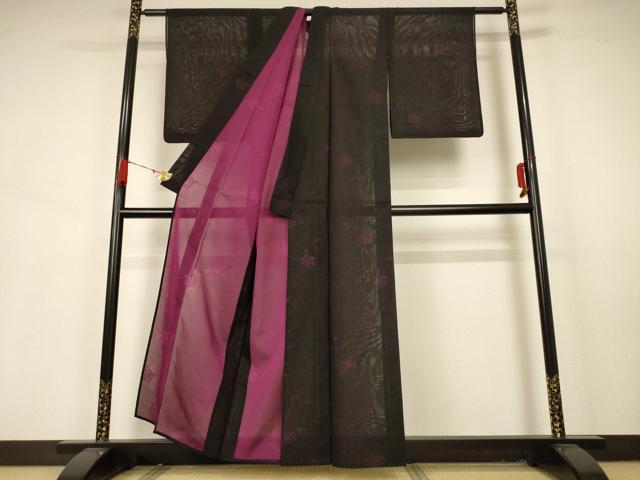 平和屋着物*夏物 小紋 絽 草花文 正絹 逸品 AABA9366jd
