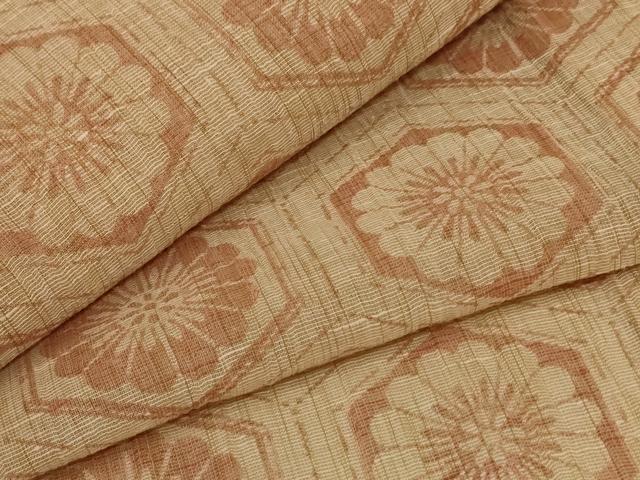 平和屋着物*夏物 小千谷ちぢみ 亀甲花文 麻 逸品 AABA9389jd