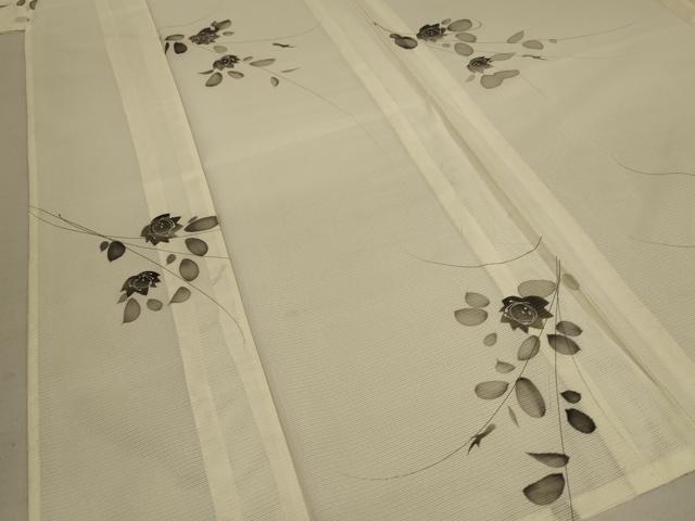 平和屋着物*夏物 小紋 絽 手描き 草花文 正絹 逸品 AABA9395jd