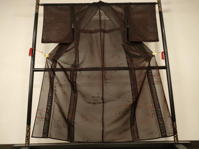 平和屋着物*夏物 小紋 紗 幾何学文 正絹 逸品 未使用 AABA9413jd