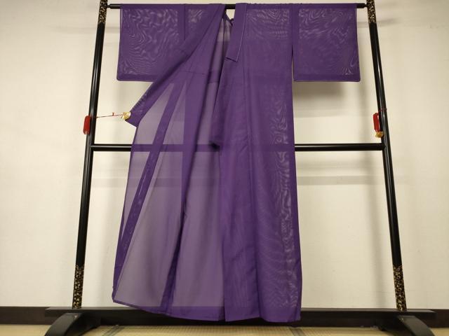 平和屋着物*夏物 色無地 絽 深紫色 洗える着物 未使用 AABA9414jd