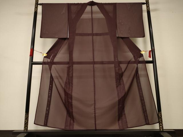 平和屋着物*夏物 色無地 絽 黒鳶色 洗える着物 AABA9436jd