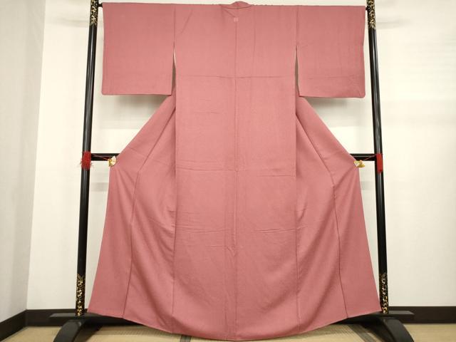 平和屋着物●上質な色無地 蘇芳香色 正絹 逸品 AABA9449ck