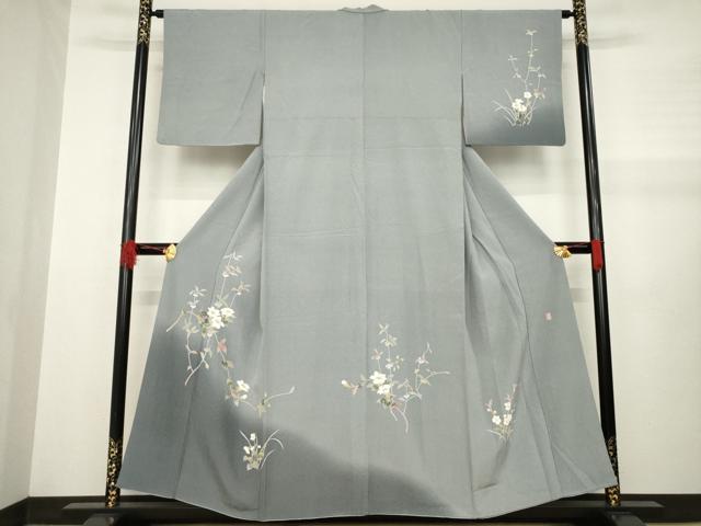 平和屋着物●訪問着 友禅 作家物 枝花文 鈴乃屋扱い 正絹 逸品 AABA9490ck