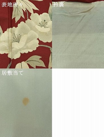 平和屋着物▽訪問着 単衣 草花文 正絹 逸品 AABA9531jh