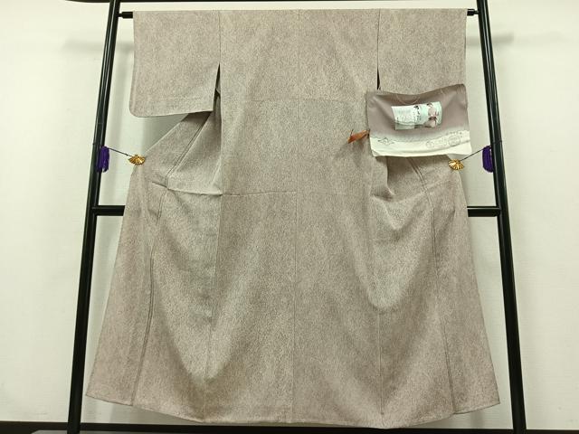 平和屋着物▽上質な小紋 単衣 霞文 反端付き 正絹 逸品 AABA9543jh