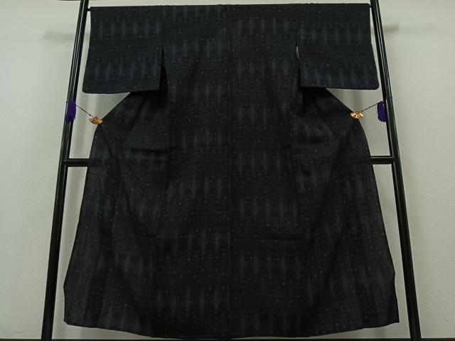 平和屋着物▽結城ちぢみ 単衣 飾花文 正絹 逸品 AABA9559jh