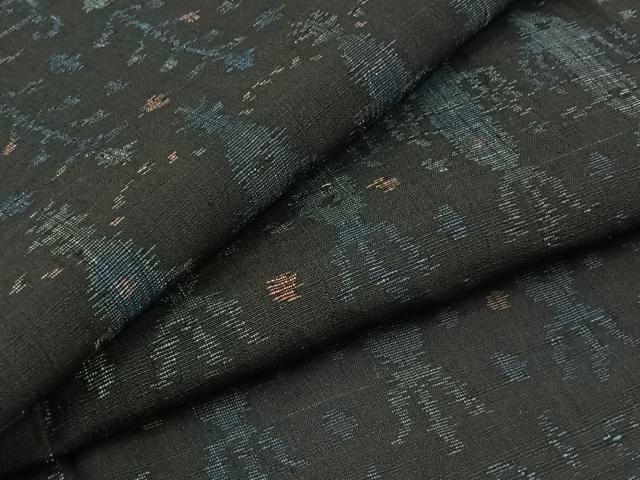 平和屋着物▽結城ちぢみ 単衣 飾花文 正絹 逸品 AABA9559jh