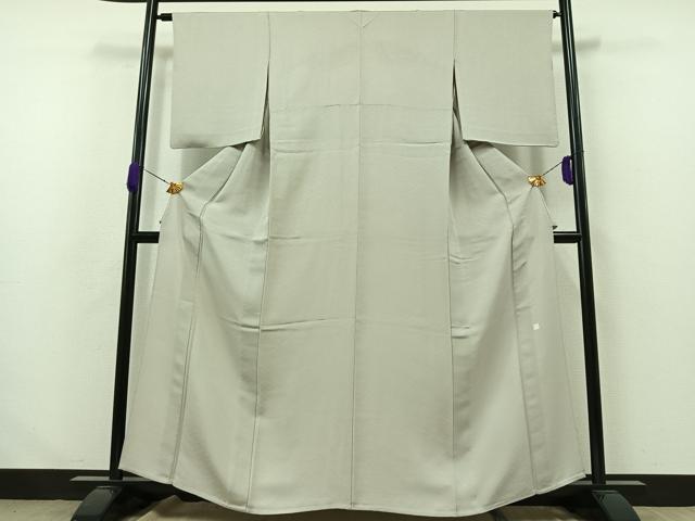 平和屋着物▽上質な小紋 単衣 作家物 草花文 白鼠色 松坂屋扱い 正絹 逸品 AABA9588jh