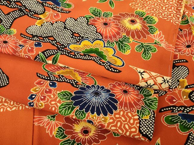 平和屋着物●上質な小紋 型染め 吉祥花文 松 正絹 逸品 未使用 AABA9772ck
