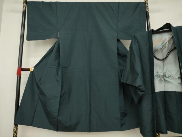 平和屋着物●男性 紬 アンサンブル 色無地 褐返色 正絹 逸品 AABA9779ck
