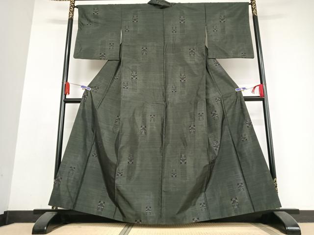 平和屋着物●本場大島紬 短冊花文 正絹 逸品 AABB0125zg