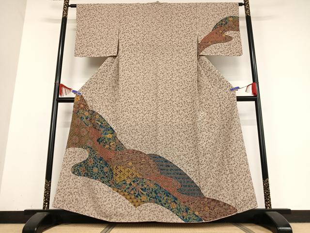 平和屋着物●訪問着 型染め 鳳凰花唐草文 正絹 逸品 AABB0142zg