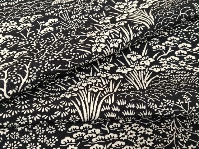 平和屋着物●上質な小紋 松竹梅花文 黒地 正絹 逸品 AABB0150zg