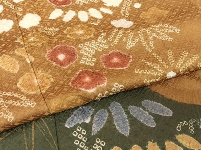 平和屋着物●訪問着 手描き 絞り 松竹梅 金彩 正絹 逸品 AABB0154zg