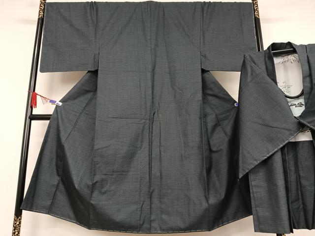 平和屋着物●男性 紬 アンサンブル 亀甲文様 正絹 逸品 未使用 AABB0162zg