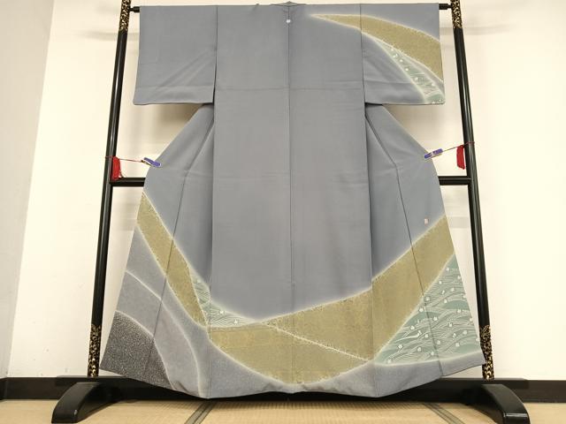 平和屋着物●訪問着 作家物 双鳥花文 暈し染め 正絹 逸品 AABB0192zg